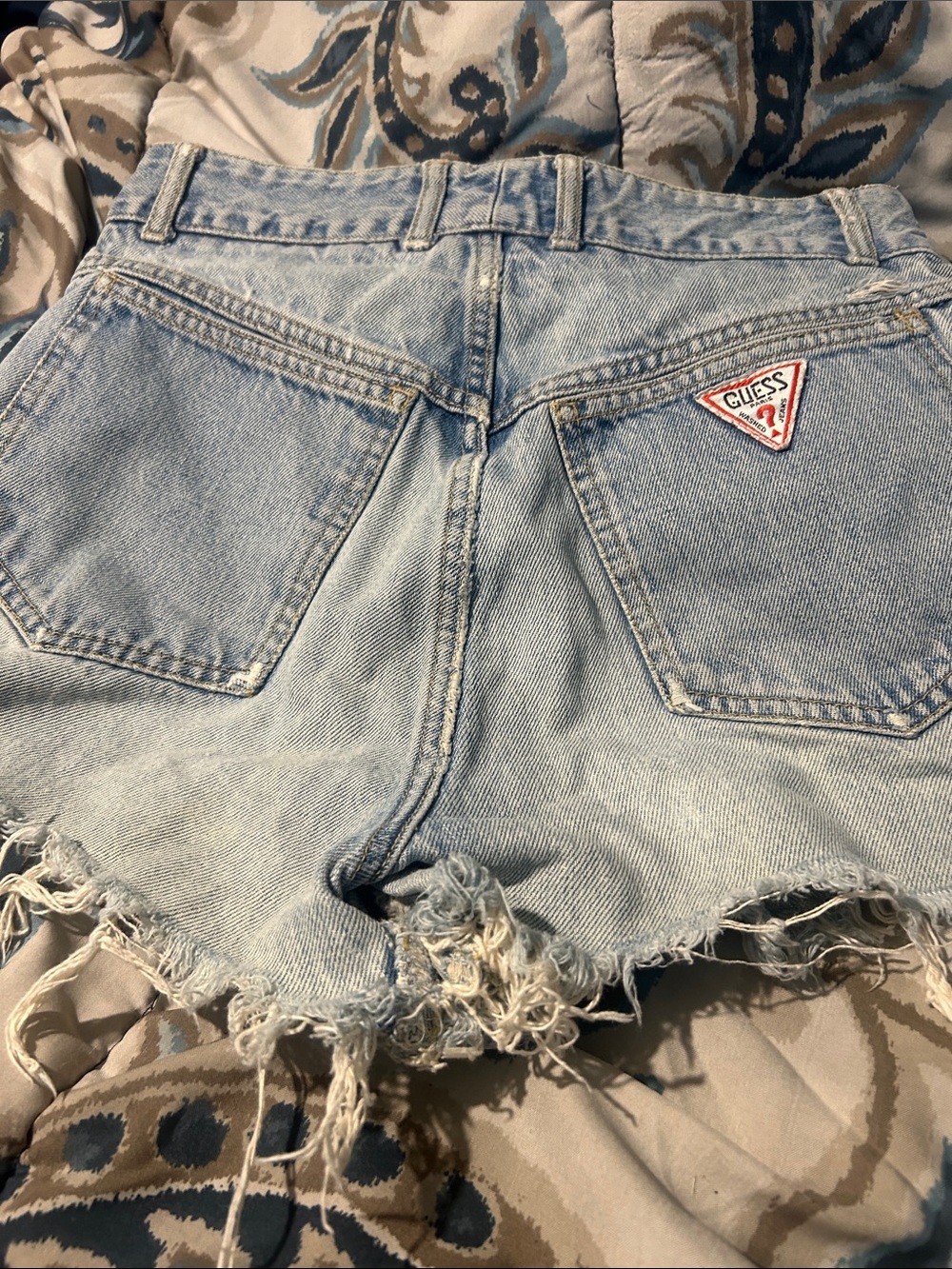 Guess Light Wash Distressed Denim Cutoff Shorts